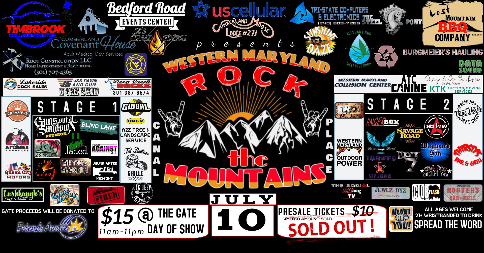 A poster for rock the mountains.