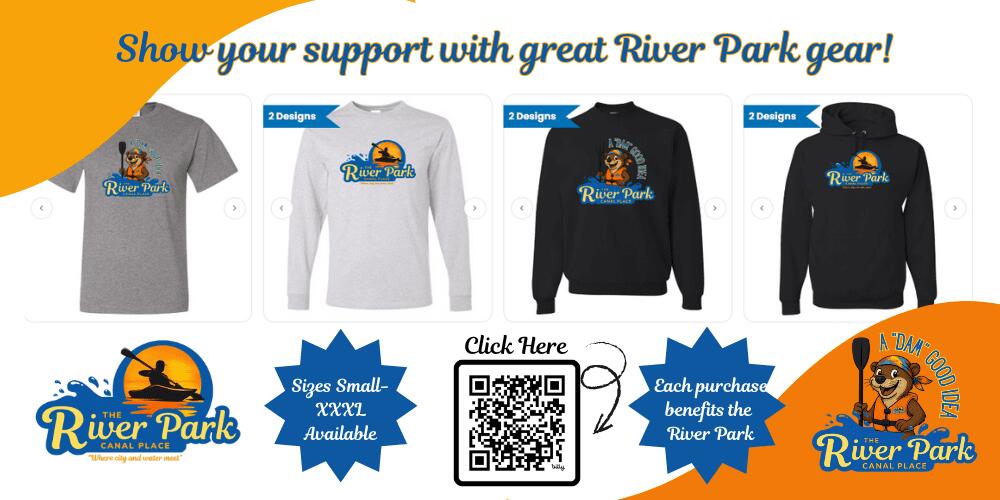 River Park merchandise including shirts and hoodies.
